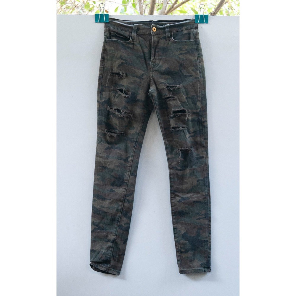 NSF Women's Distressed Camo Pants Green Skinny Stretch Pockets RN#46959 Size‎ 28